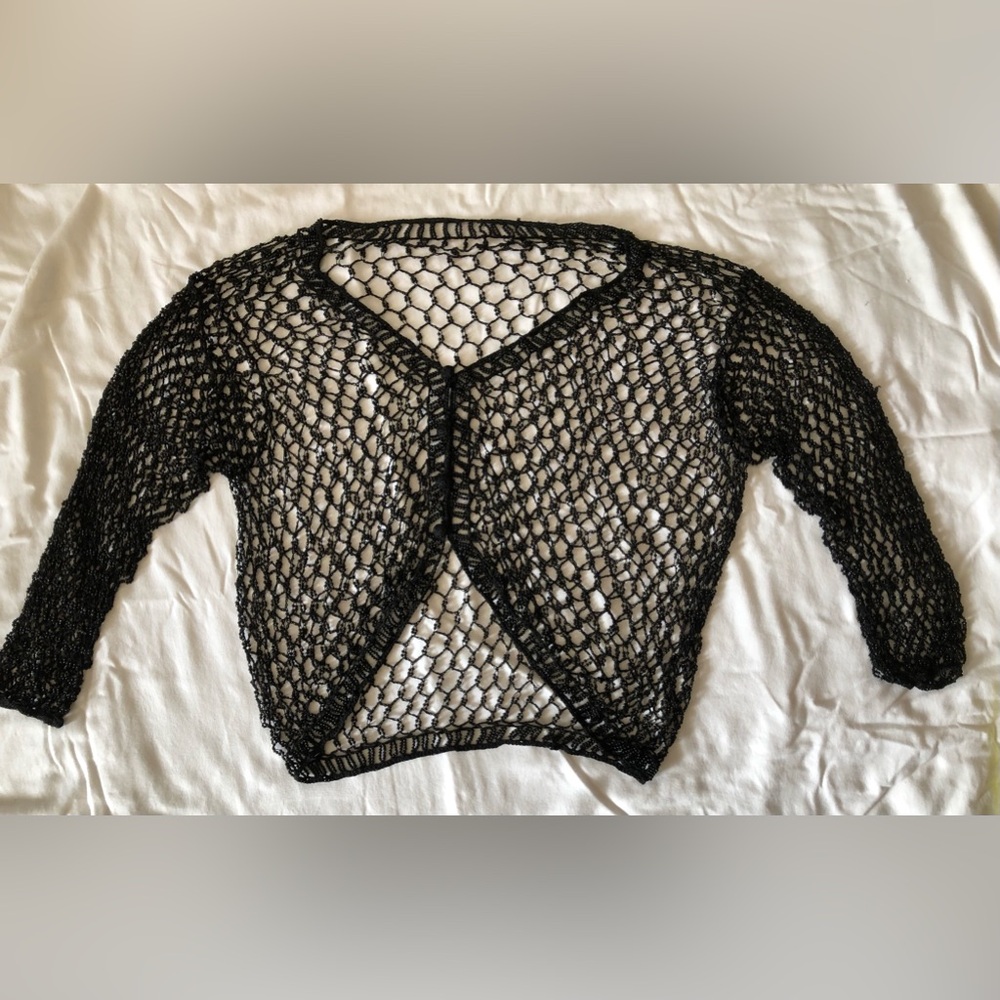 Beaded black top size M 3/4 length sleeves, great condition